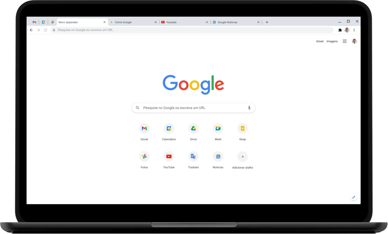 Portátil Pixelbook Go com o ecrã a apresentar Google.com.